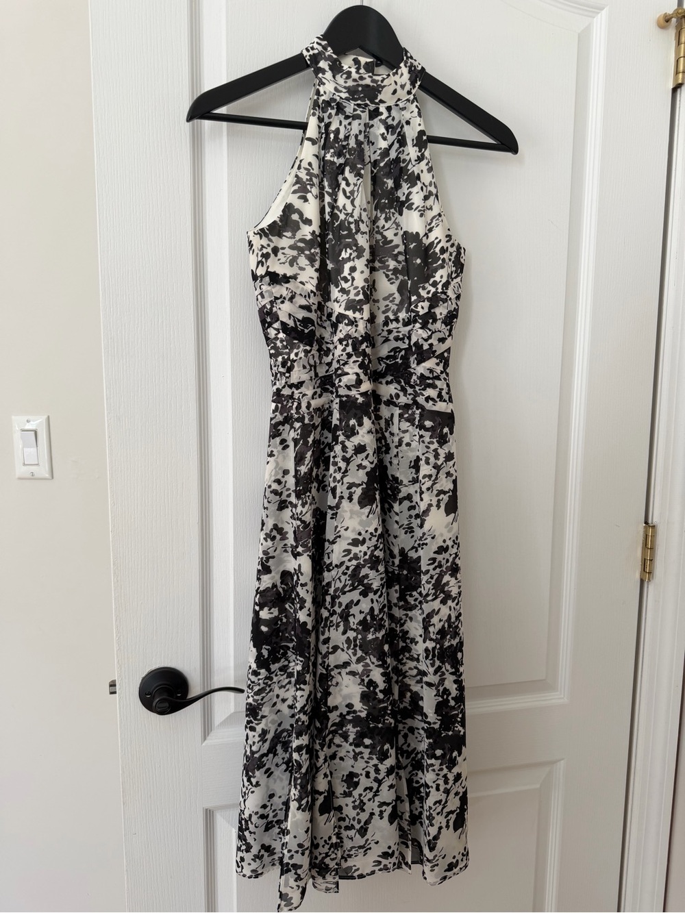 White House Black Market Black & White Halter Midi Dress